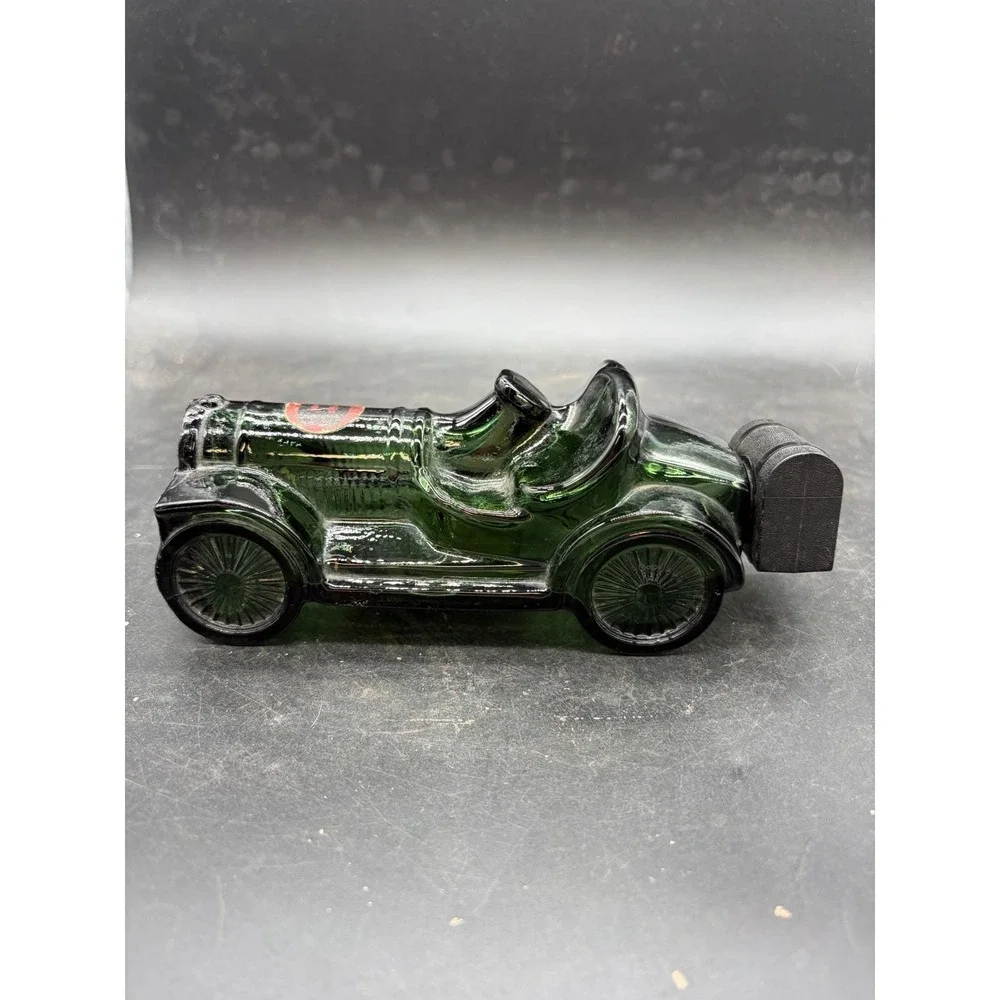 Vintage Avon Sterling Six Emerald Green Glass Car Decanter Bottle 1900s Roadster